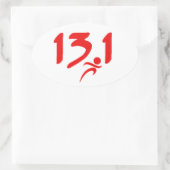 赤13.1ハーフマラソン 楕円形シール (バッグ)