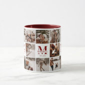 赤18フォトコラージュモダンファパーソナライズされたミリ マグカップ (中央)