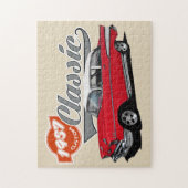 赤1957年のクラシックな車 ジグソーパズル (縦)