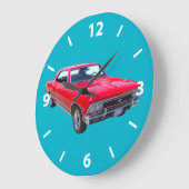 赤1966年のChevy Chevelle SS 396 ラージ壁時計 (傾斜)