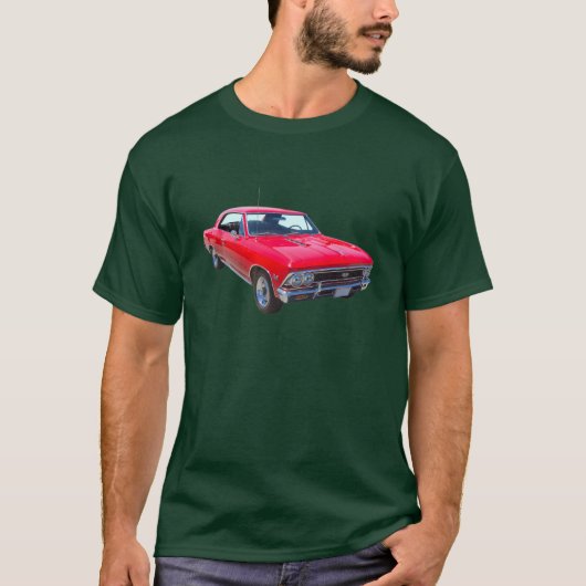 赤1966年のChevy Chevelle SS 396 Tシャツ (正面)