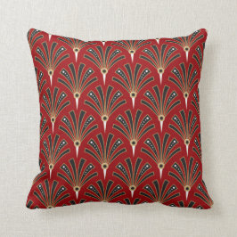 赤2のアールデコファンパターン クッション