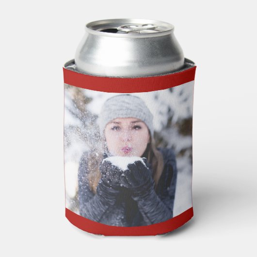 赤2パーソナライズされた写真テンプレート両面 缶クーラー (缶正面)