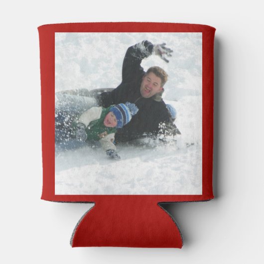 赤2パーソナライズされた写真テンプレート両面 缶クーラー (裏面)