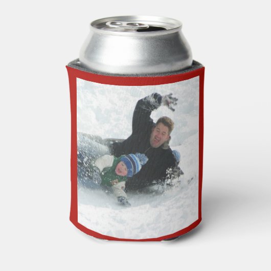 赤2パーソナライズされた写真テンプレート両面 缶クーラー (缶裏面)
