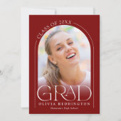 赤2モダンフォトアーチ卒業 案内状 (正面)