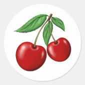赤2個のさくらんぼ ラウンドシール (正面)