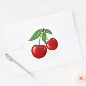 赤2個のさくらんぼ ラウンドシール (封筒)