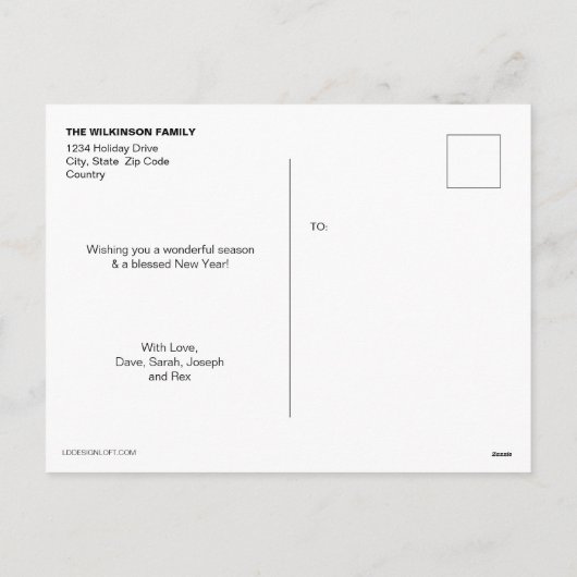 赤2022写真パーソナライズされたコラージュのクリスマス シーズンポストカード (裏面)