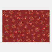 赤2023旧正月うさぎ福恵みラッピン ラッピングペーパーシート (正面)