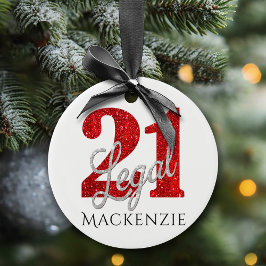 赤21とリーガル |モダン誕生日カスタム21 セラミックオーナメント