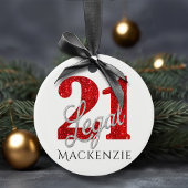 赤21とリーガル |モダン誕生日カスタム21 セラミックオーナメント