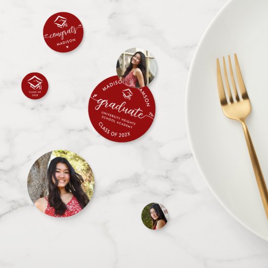 赤3写真卒業スクリプトモダンハートキャップ コンフェッティ (グループ)