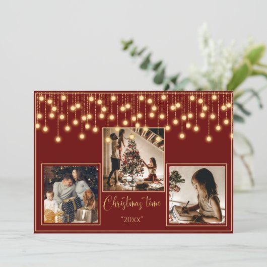 赤3枚の写真クリスマスタイム金ゴールド シーズンカード (スタンド正面)