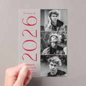 赤3枚モダン写真アクリル卒業発表 アクリル招待状 (インサイチュ (ポータブル))