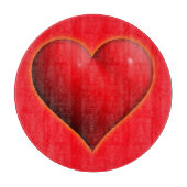 赤3白熱［赤熱］光を放つ-Dハート カッティングボード (正面)