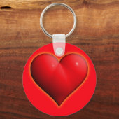 赤3白熱［赤熱］光を放つ-Dハート キーホルダー (正面)