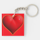 赤3白熱［赤熱］光を放つ-Dハート キーホルダー (裏面)