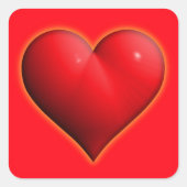 赤3白熱［赤熱］光を放つ-Dハート スクエアシール (正面)