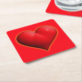 赤3白熱［赤熱］光を放つ-Dハート スクエアペーパーコースター (アングル)