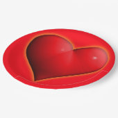 赤3白熱［赤熱］光を放つ-Dハート ペーパープレート (アングル)