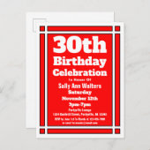 赤30歳の誕生日招待状はがき インビテーションポストカード (正面/裏面)