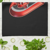 赤3Dハート キッチンタオル (折り畳み)