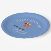 赤3Dロボット子供の誕生日パーティー ペーパープレート (アングル)