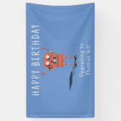 赤3Dロボット子供の誕生日パーティー 横断幕 (縦)