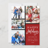 赤4フォトコラージュモダンハッピーホリデー シーズンカード (正面)
