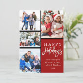赤4フォトコラージュモダンハッピーホリデー シーズンカード (スタンド正面)