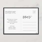 赤4フォトコラージュモダンメリークリスマス シーズンポストカード (裏面)