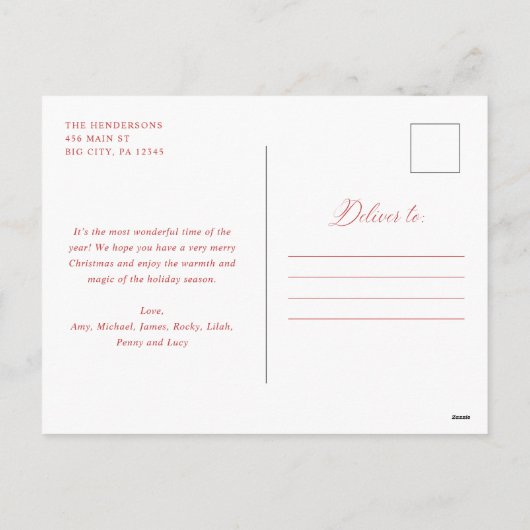 赤4フォトリトルメリークリスマスペットの休日 シーズンポストカード (裏面)