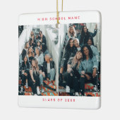 赤4枚ミニマルなスノーフォールスクール セラミックオーナメント (左)