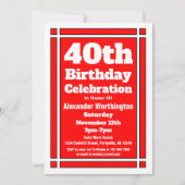 赤40歳の誕生日 招待状 (正面)