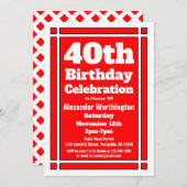 赤40歳の誕生日 招待状 (正面/裏面)