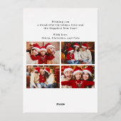 赤5枚モダンの写真コラージュMerry Christmas 箔シーズンカード (裏面)