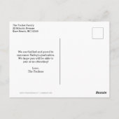 赤5枚写真コラージュ卒業おめでとうカード ポストカード (裏面)