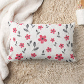 赤5花弁水色花模様 ランバークッション (ブランケット)