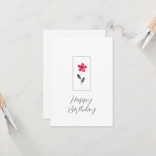 赤5花弁水色花 カード (正面/裏面インサイチュ)