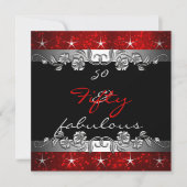 赤50歳と素晴らしい50歳の誕生日パーティー 招待状 (正面)