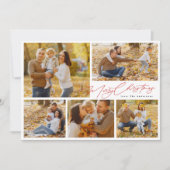 赤6モダンフォト数々のコラージュのメリークリスマス シーズンカード (正面)