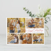 赤6モダンフォト数々のコラージュのメリークリスマス シーズンカード (スタンド正面)