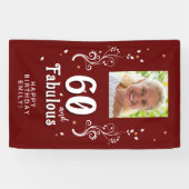 赤60と素晴らしい葉60誕生日写真 横断幕 (横)