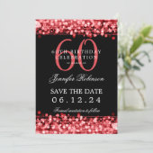 赤60誕生日日付を保存(詳細付き) 招待状 (スタンド正面)