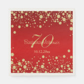 赤70歳の誕生日パーティーのゴールデンコンフェッティ スタンダードランチョンナプキン (正面)