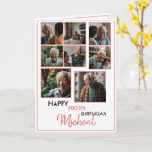 赤8エレガント枚コラージュ100誕生日 カード (黄色い花)