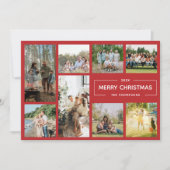 赤8写真モダンコラージメリークリスマス シーズンカード (正面)