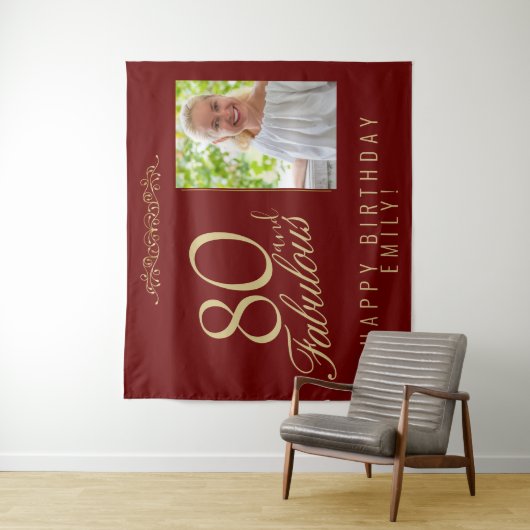 赤80と素晴らしい誕生日写真の背景 タペストリー (インサイチュ)