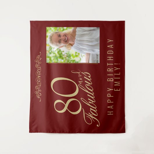 赤80と素晴らしい誕生日写真の背景 タペストリー (正面)